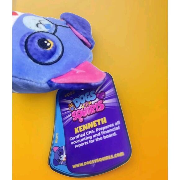 Dogs vs Squirls Bean Plush NWT - KENNETH #002 New Excellent - Picture 3 of 3